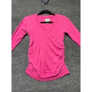 Belly by Design Maternity Top Women's S Long Sleeve Pink Shirt Cotton